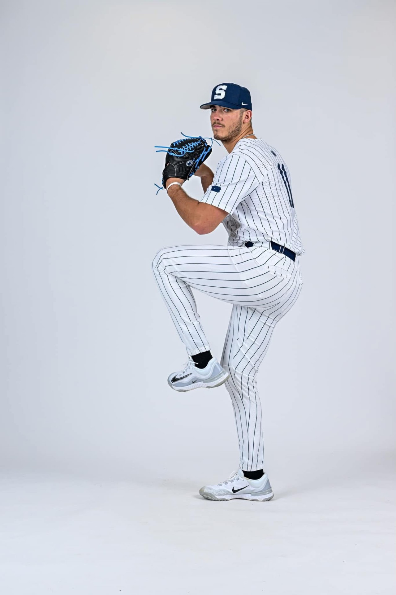 Baseball pitcher in custom uniform